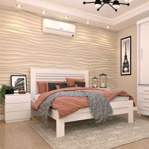 Cama Casal Safira Em Mdf Ripas Multilaminadas Tcil Neve