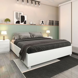 Cama Box Casal Monaco Em Mdp Com Pés Tcil Neve
