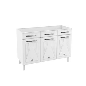 Balcão De Cozinha De Aço Triplo Telasul Star New Branco P/ Pia