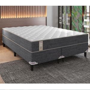 Cama Box Queen Size New Lexus Com Molas Ensacadas E Revestimento Em Tecido Poliéster 60x158x198cm Portobel Branco