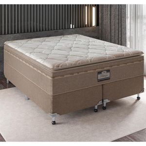 Cama Box Queen Size Potenza Platinum Com Molas Lfk E Pillow Top 74x158x198cm Portobel Bege