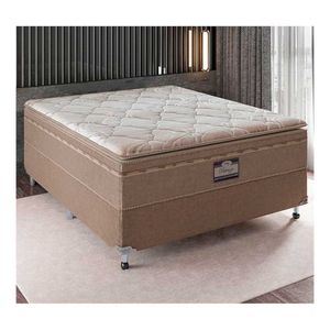Cama Box Conjugada De Casal Portobel Potenza Platinum Com Molas Lfk E Pillow Top 74x138x188cm Bege