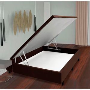 Base Box Para Colchão De Casal Mga Lift Cotton Com Baú E Pistão à Gás 39x138x188cm Marrom