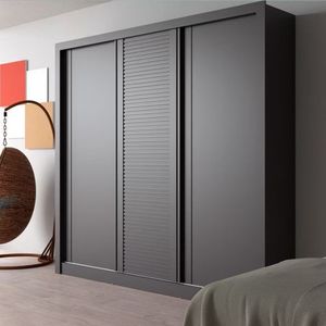Guarda-roupa Casal Bartira Village Com 3 Portas 4 Gavetas E 243,1cm Grafite