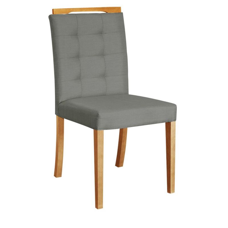Cadeira Jantar modelo Gold Tecido Linho madeira nobre maciça Kit 2
