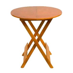 Mesa Para Restaurante Dobravel De Madeira 90 Redonda - Natural - Marrom