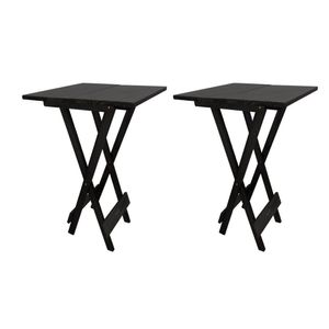 Kit 2 Mesa Bistro Dobravel Quadrada Preta - Preto