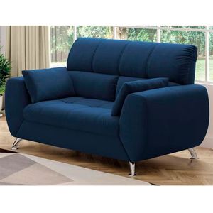 Sofá De 2 Lugares Linoforte Bélgica Com 154 Cm De Largura E Revestido Em Tecido Suede Azul Marinho