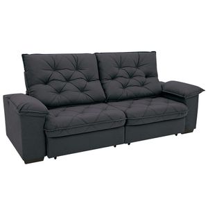 Sofá 4 Lugares Linoforte Luggero Retrátil E Reclinável Revestido Em Tecido Suede Com 230cm De Largura Grafite