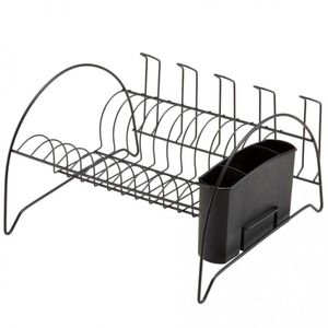 Escorredor De Louças Fan Black Arthi Retangular Com Porta Copos Preto