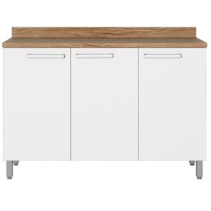 Balcão Triplo Bartira Topázio Up Com 3 Portas E 1 Prateleira Branco Com Marrom