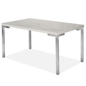 Mesa De Jantar Aço Nobre 0388 Kansas Cromado Com Bianco