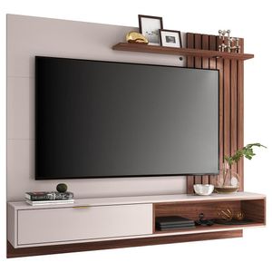 Painel Home Colibri Tocantins Para Tv De Até 60 Polegadas Off White Com Nogueira Real