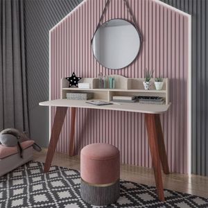 Escrivaninha Artely Sofia Com Nichos 120cm De Largura Off White/cedro Brilho Fosco