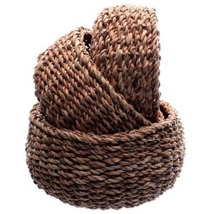 Conjunto De Cestas Em Fibra Natural L`hermitage 23864 Redondas 3 Peças Natural