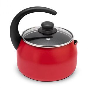 Chaleira Multiflon Paprika Em Alumínio Com Tampa De Vidro 2,4 L Vermelho