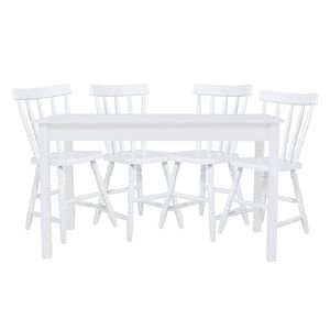 Mesa De Jantar Ditália Com 4 Cadeiras Ja-225 Cor:branco Branco