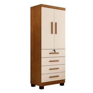 Guarda Roupa New Maia 2 Portas 4 Gavetas Com Chave Benetil Móveis Cinamomo Com Off White