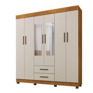 Guarda Roupa Copacabana New 6 Portas 2 Gavetas Com Espelho Benetil Móveis Cinamomo Com Off White