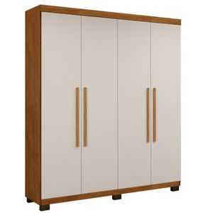 Guarda Roupa Master 4 Portas 3 Gavetas Em Mdf Benetil Móveis Cinamomo Com Off White