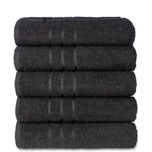 Kit 5 Toalhas De Banho Branca Hotel Macia Felpuda - Prata - Preto