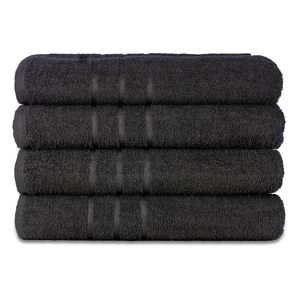 Kit 4 Toalhas De Banho Branca Hotel Macia Felpuda - Prata - Preto