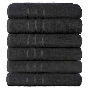 Kit 6 Toalhas De Banho Pet Shop Costura Dupla Felpuda Prata - Preto