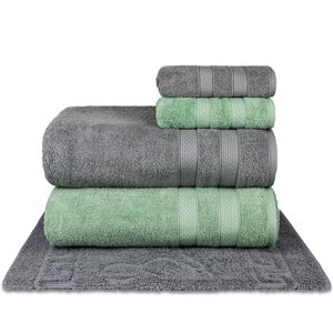 Jogo De Toalhas Fio Penteado Extra Macia 5 Peças - Comfort - Petróleo + Verde