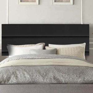 Painel Estofada Argentina 160cm Queen Size Para Cama Box Quarto Corino Preto