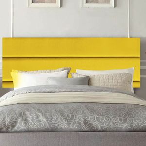 Painel Estofada Argentina 160cm Queen Size Para Cama Box Quarto Corino Amarelo