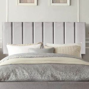 Painel Estofada Carla 100cm Solteiro Para Cama Box Quarto Suede Cinza Claro