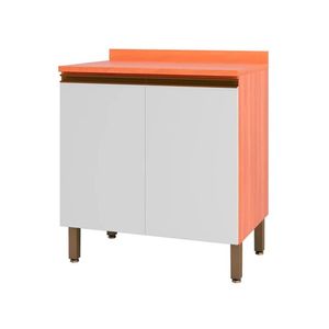 Balcão Macadâmia 80cm Com Tampo 2 Portas 914101 Telasul Freijo E Branco