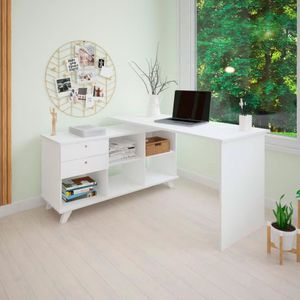 Escrivaninha Artany Gold Com 2 Gavetas E 5 Nichos Branco