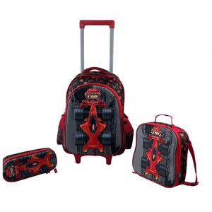 Kit Mochilete C/ Alças, Lancheira E Estojo Escolar Russel Speed Car - Santino Vermelho