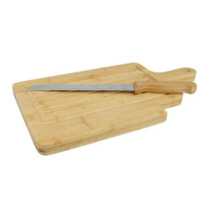 Tábua Para Corte Dynasty Em Bambu Com Faca - 40 Cm Natural