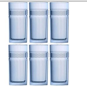 Conjunto De Copos Altos L`hermitage Em Vidro 360 Ml - 6 Peças Azul