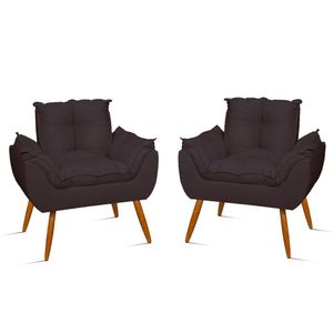 Kit 2 Poltronas Decorativas Reforçadas Para Sala – Jl Decor Cor:cinza