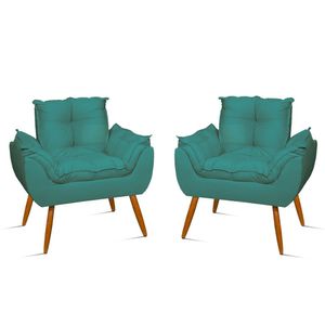 Kit 2 Poltronas Para Quarto Sala Recepção – Jl Decor Cor:azul Turquesa