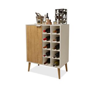 Aparador Adega Bar Miami Off White-nature Pes Retro - Rd - Lm Moveis