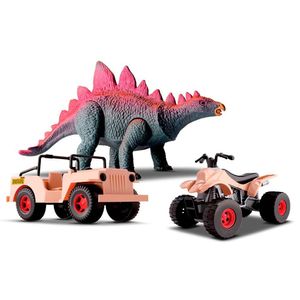 Veículos E Figura - Dino Island Adventure - Jipe, Quadriciclo Com Estegossauro - Silmar