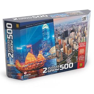 Quebra Cabeça 500 Peças Duplo - Hong Kong E Nova York - Grow