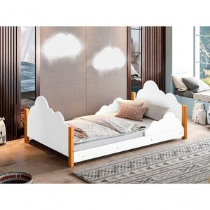 Cama Infantil Nuvem Com Grade De Proteção Cristal Branco Com 2 Luminárias E Colchão - Divaloto