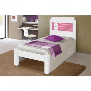 Cama Livia Solteiro Branco-azul-rosa - Carmolar