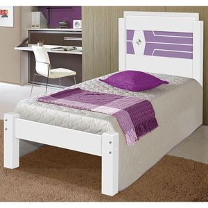 Cama Livia Solteiro Branco-lilas - Carmolar