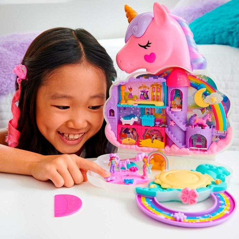 Polly Pocket Conjunto Brinquedo Salão De Unicórnio Arco-íris :  : Brinquedos e Jogos