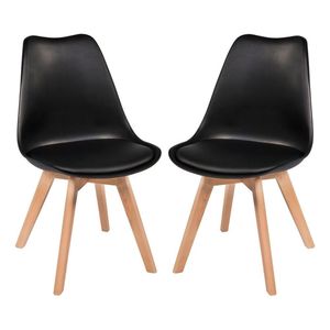Kit Com 2 Cadeiras Leda Preta - Charles Eames Com Almofada