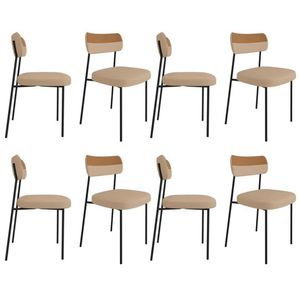 Kit 8 Cadeiras Mila Laminado Caramelo/linho Bege - Fdecor