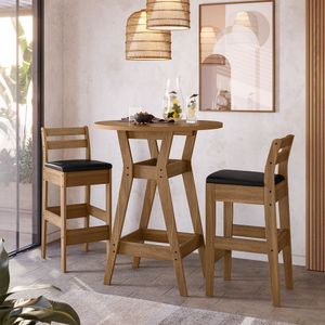 Conjunto Mesa Bistro Com 2 Banquetas Cedro Gold 11c