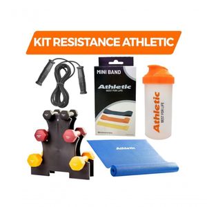 Kit Resistence Athletic - Corda de Pular + Tapete Yoga + Kit Mini Band + Kit Halter + Coqueteleira