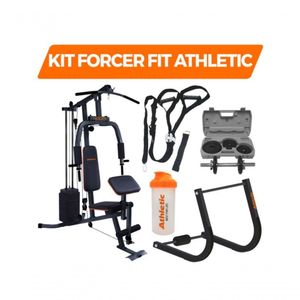 Kit Forcer Fit Athletic - Estação de Musculação + Maleta Dumbbell + Abdominal + Fita de Suspensão